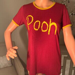 ❤️ Disney Winnie the Pooh Women’s Ringer T-Shirt – Red & Yellow, Size Small ❤️